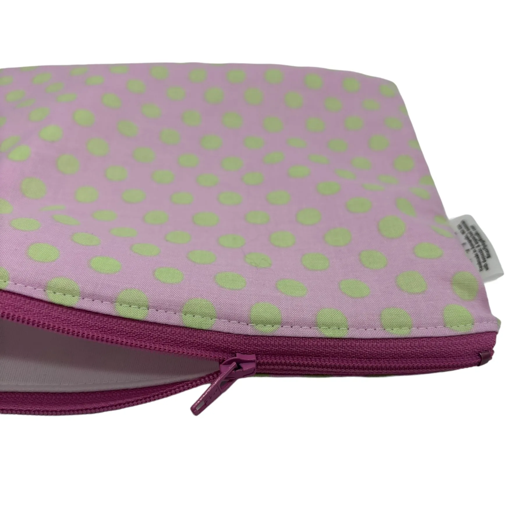 Sandwich Sized Reusable Zippered Bag Dots On Pink