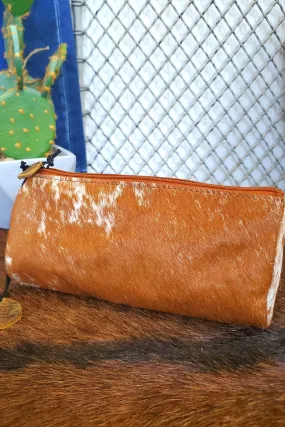 Sandy Cowhide Zipper Pouch