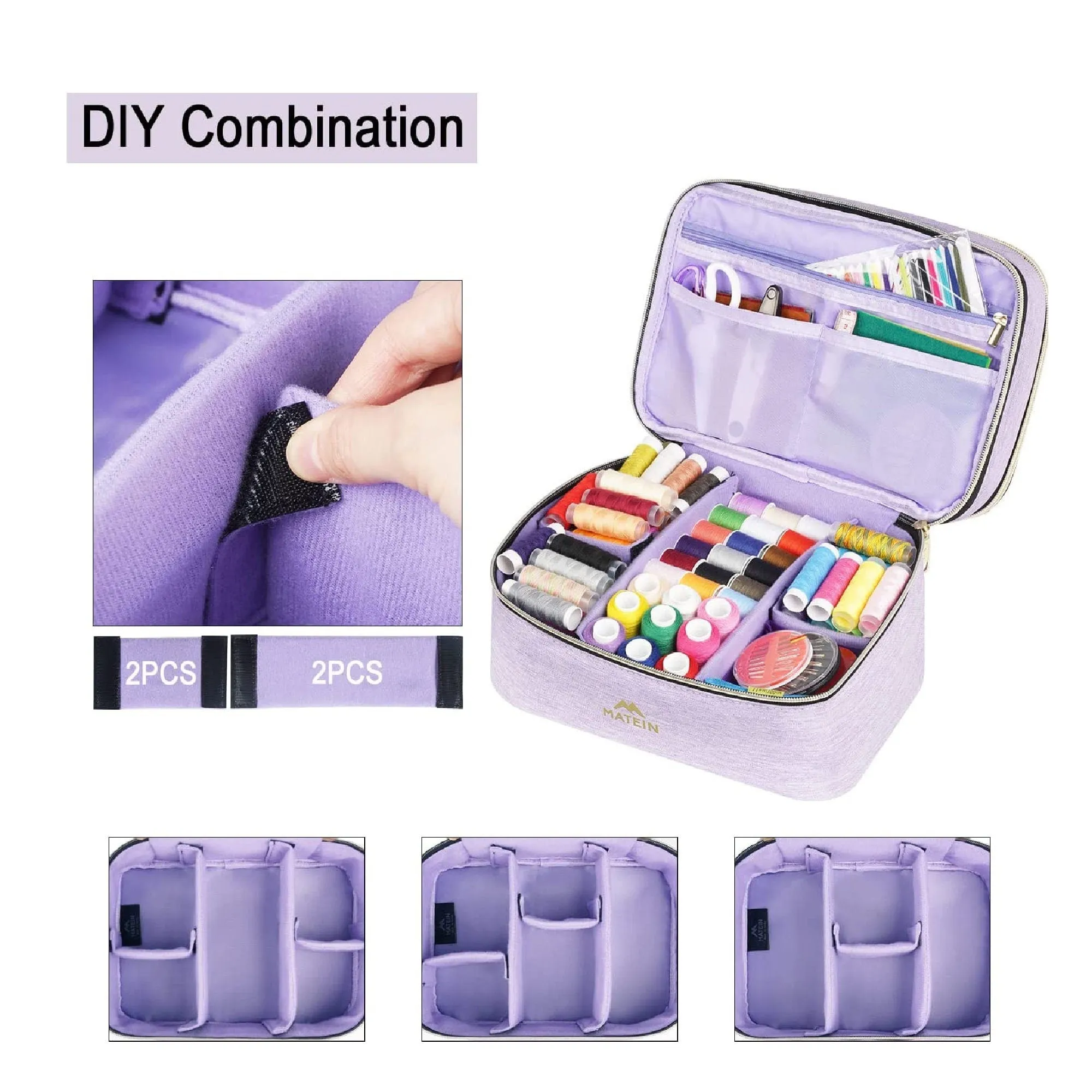 Sewing Supplies Organizer | Double Layer Sewing Box Organizer | Accessory Storage Bag | Large Sewing Basket | Waterproof