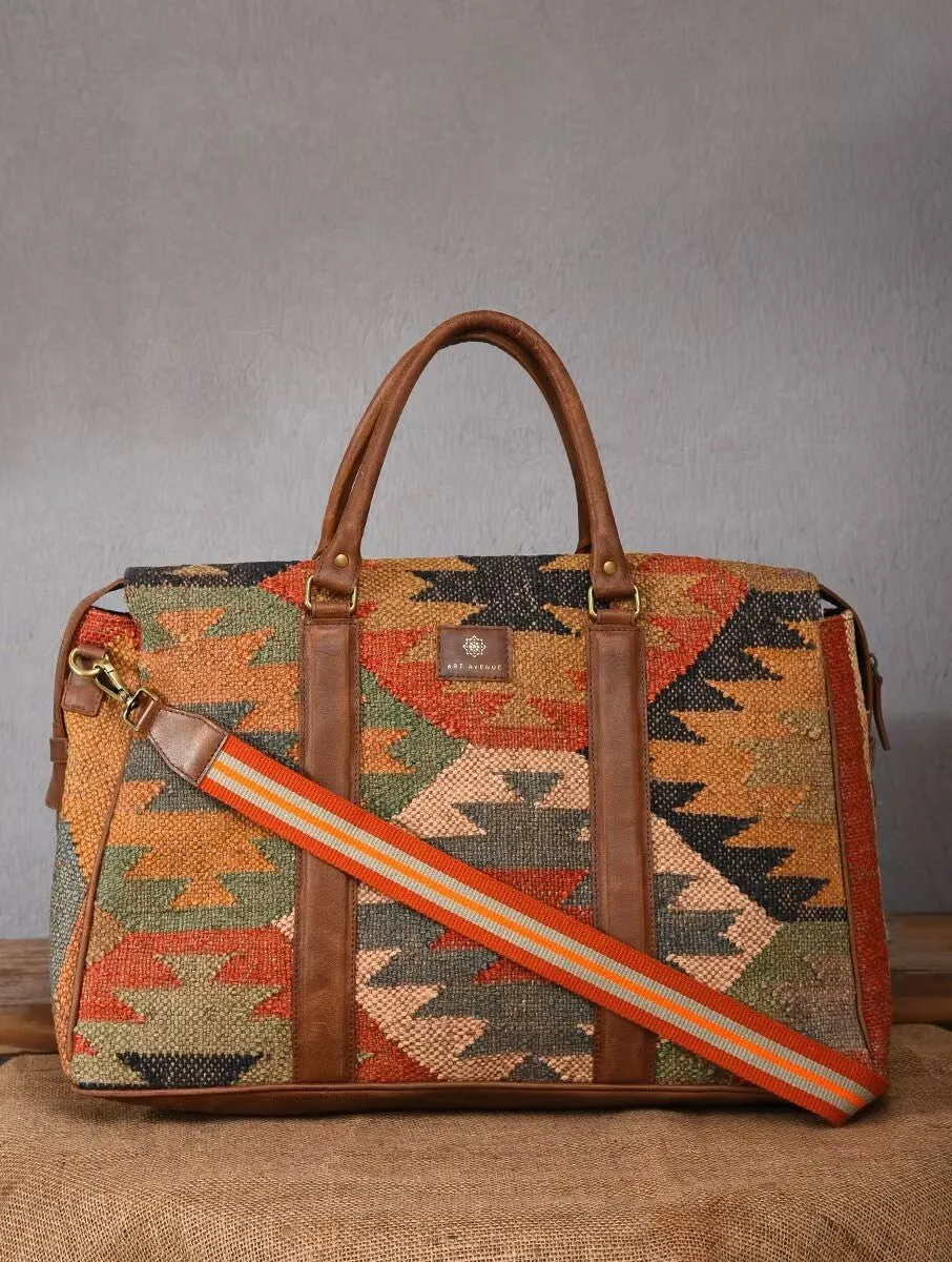 SHARANT - KILIM & LEATHER DUFFLE  BAG