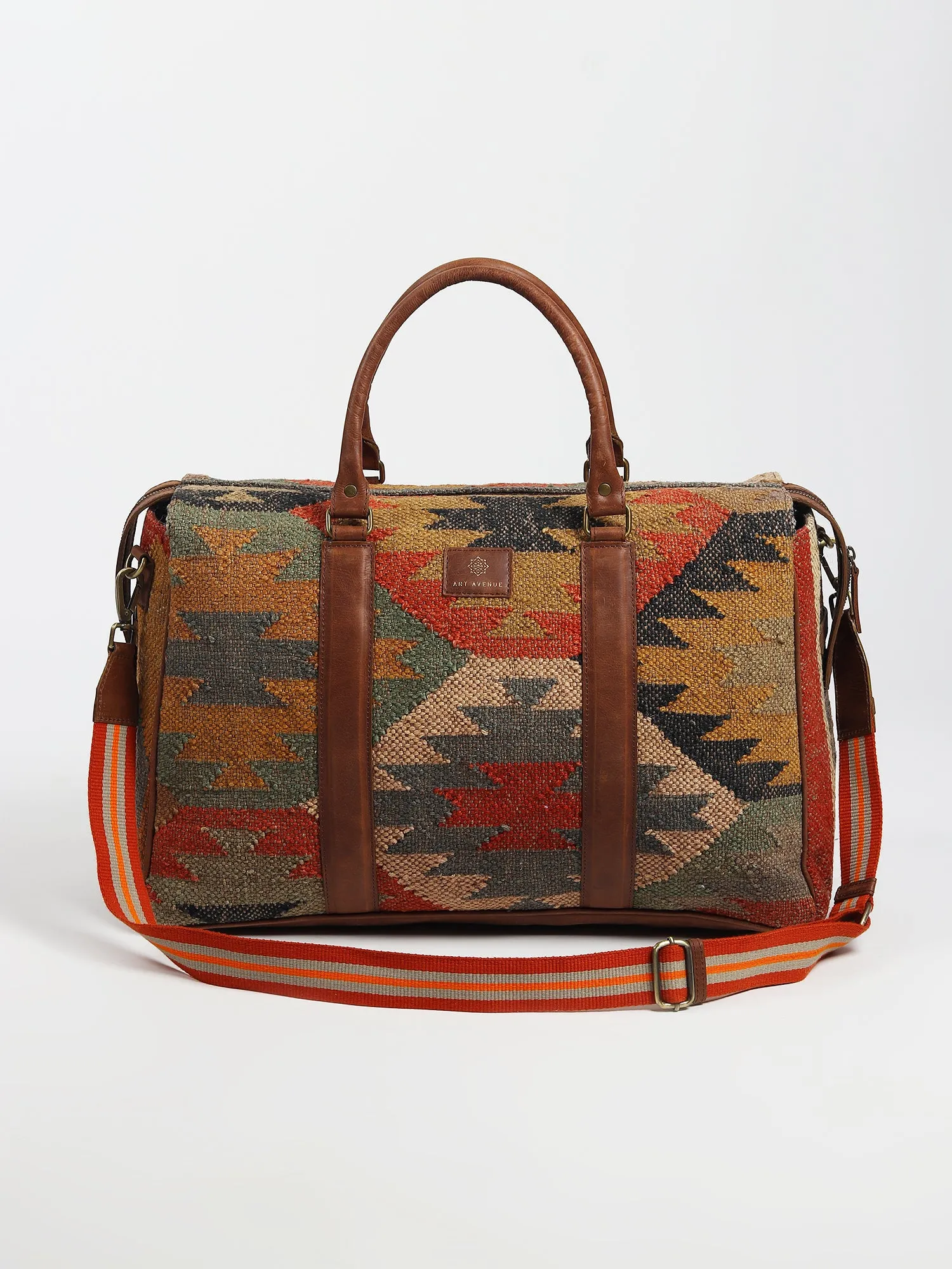 SHARANT - KILIM & LEATHER DUFFLE  BAG