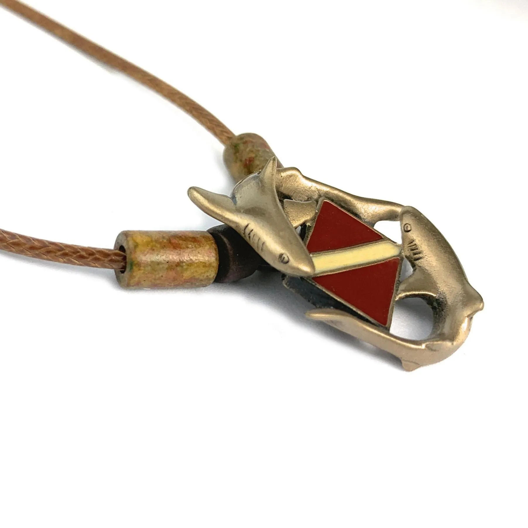 Shark Necklaces for Men and Women- Bronze Shark Pendant, Scuba Diving Jewelry with Dive Flag, Gifts for Scuba Divers