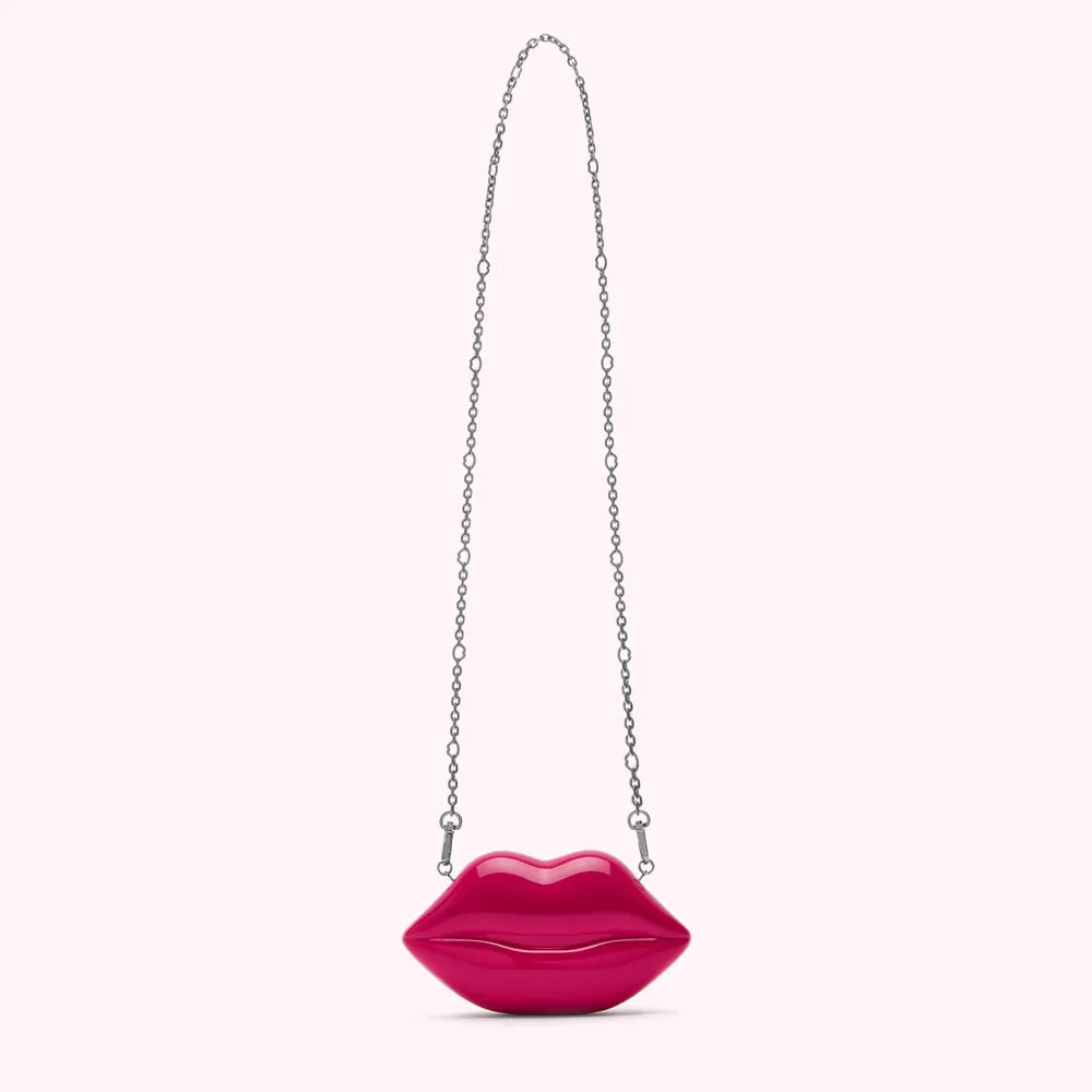 SHOCKING PINK MICRO LIPS CLUTCH BAG