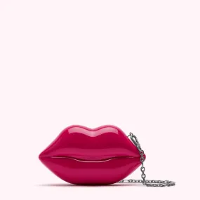 SHOCKING PINK MICRO LIPS CLUTCH BAG