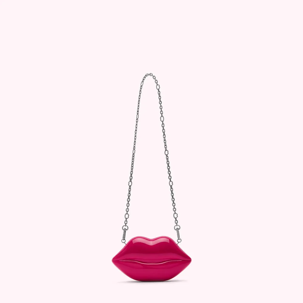 SHOCKING PINK MICRO LIPS CLUTCH BAG