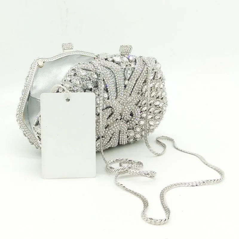 Silver Diamante Clutch Purse