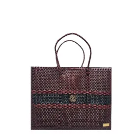 SMALL BURGUNDY BLACK TOTE BAG