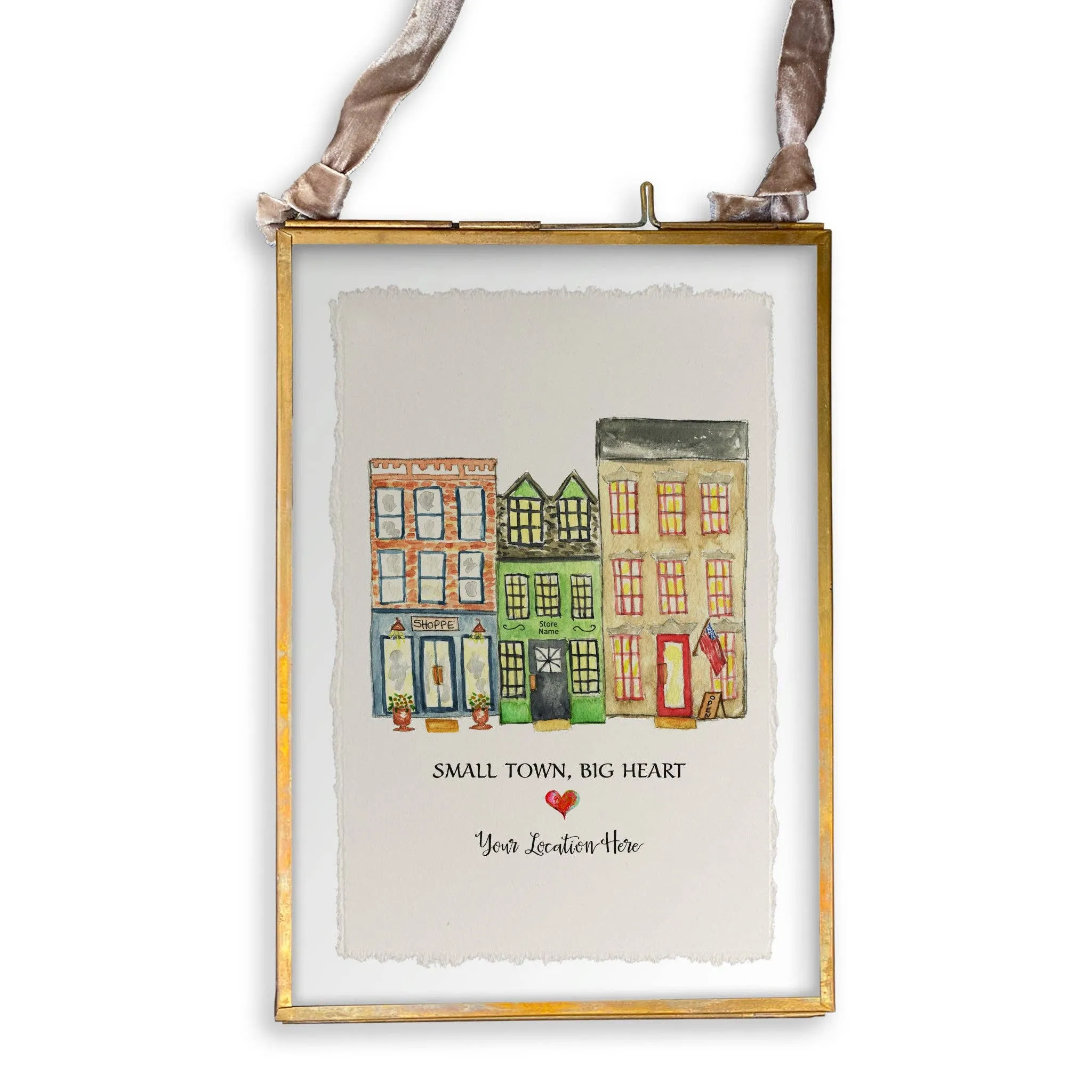 Small Town Big Heart with Location: Dishtowel / -