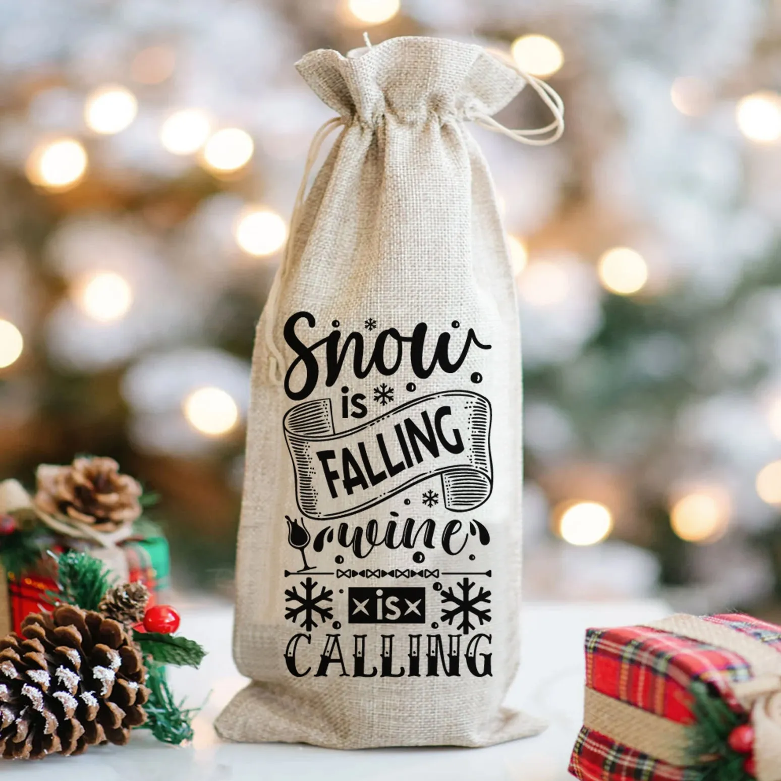 Snow Is Falling Wine Is Calling - Wine Bag