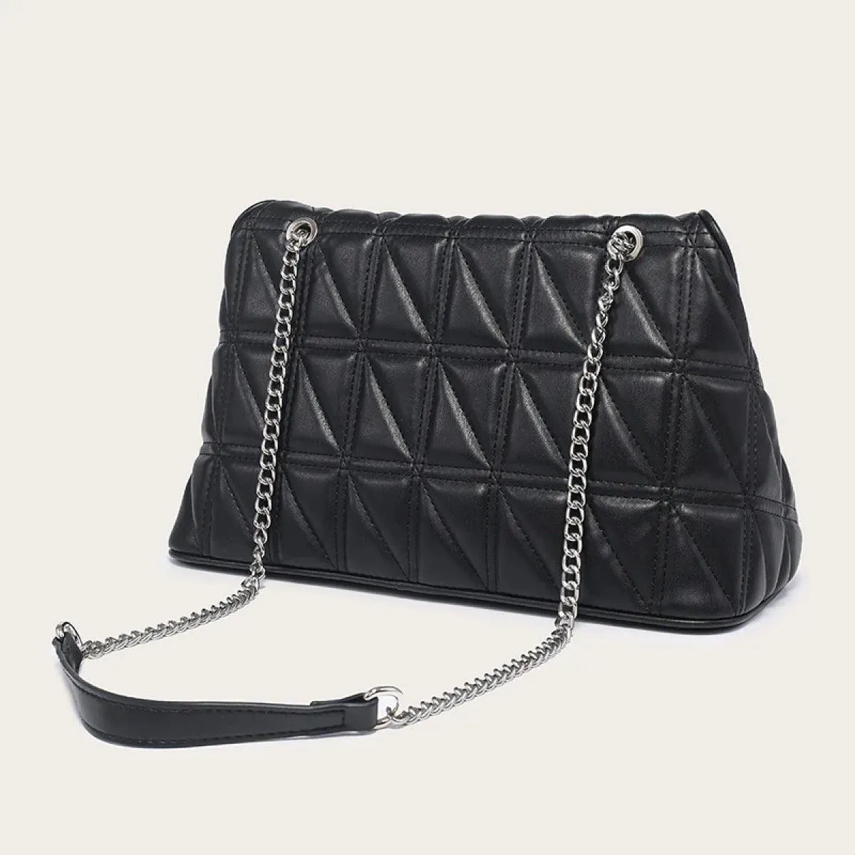 Solid Color Quilted Chain Strap Shoulder Bag