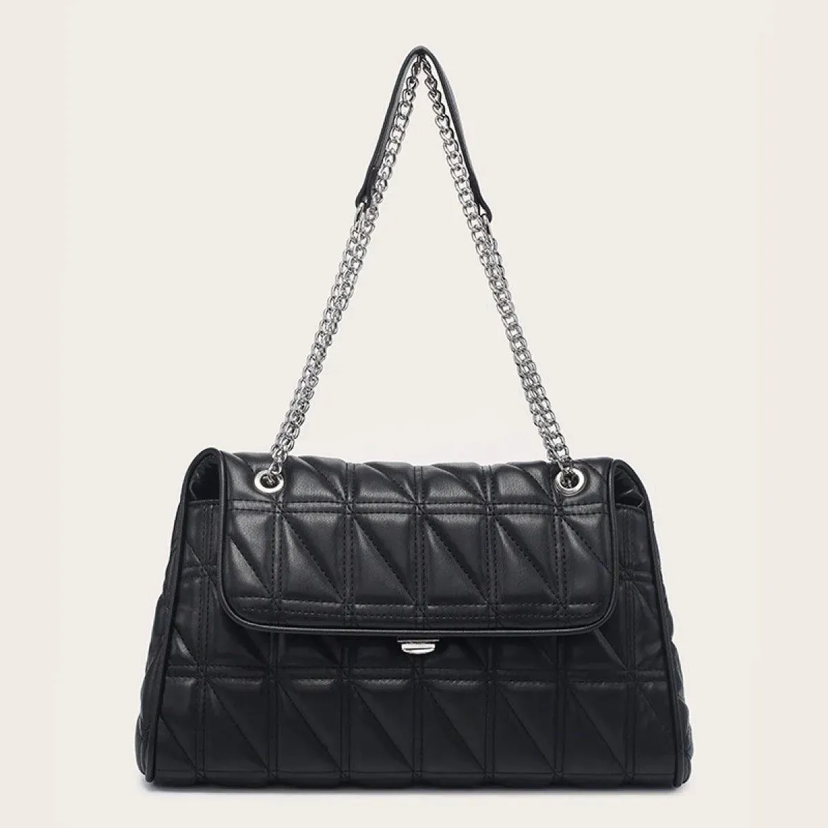 Solid Color Quilted Chain Strap Shoulder Bag