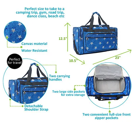 !SPECIAL SALE! Royal Blue Glitter Super Star NGIL Canvas 23" Duffle Bag