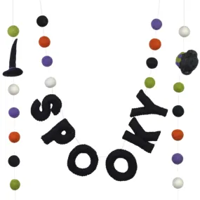 SPOOKY Witch & Cauldron Halloween Felt Garland- Purple, Orange, Green