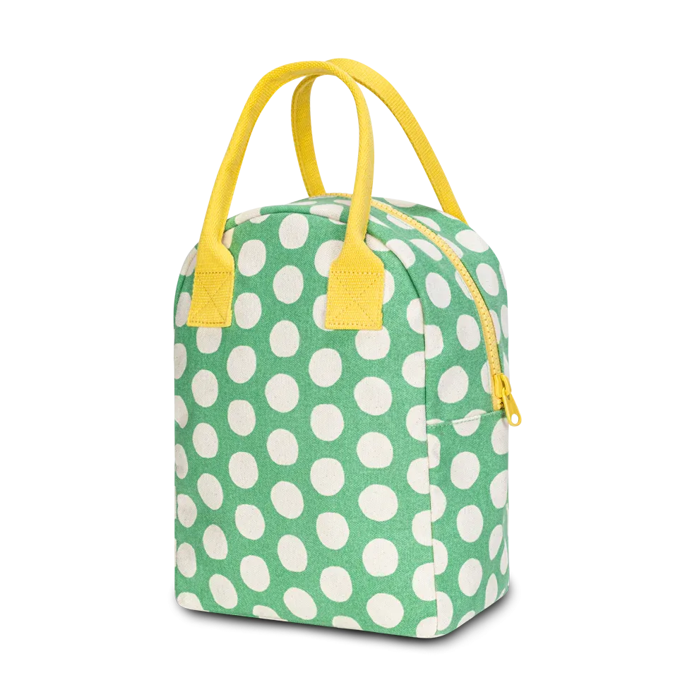 Spring Green Dots Zippered Lunch Bag