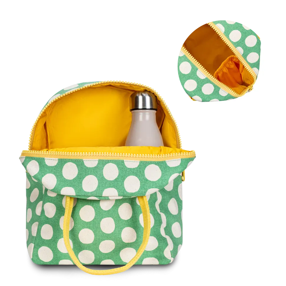 Spring Green Dots Zippered Lunch Bag