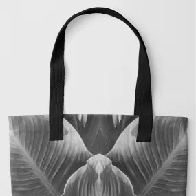 Step By Step - Black and White Botanical Op Art Tote