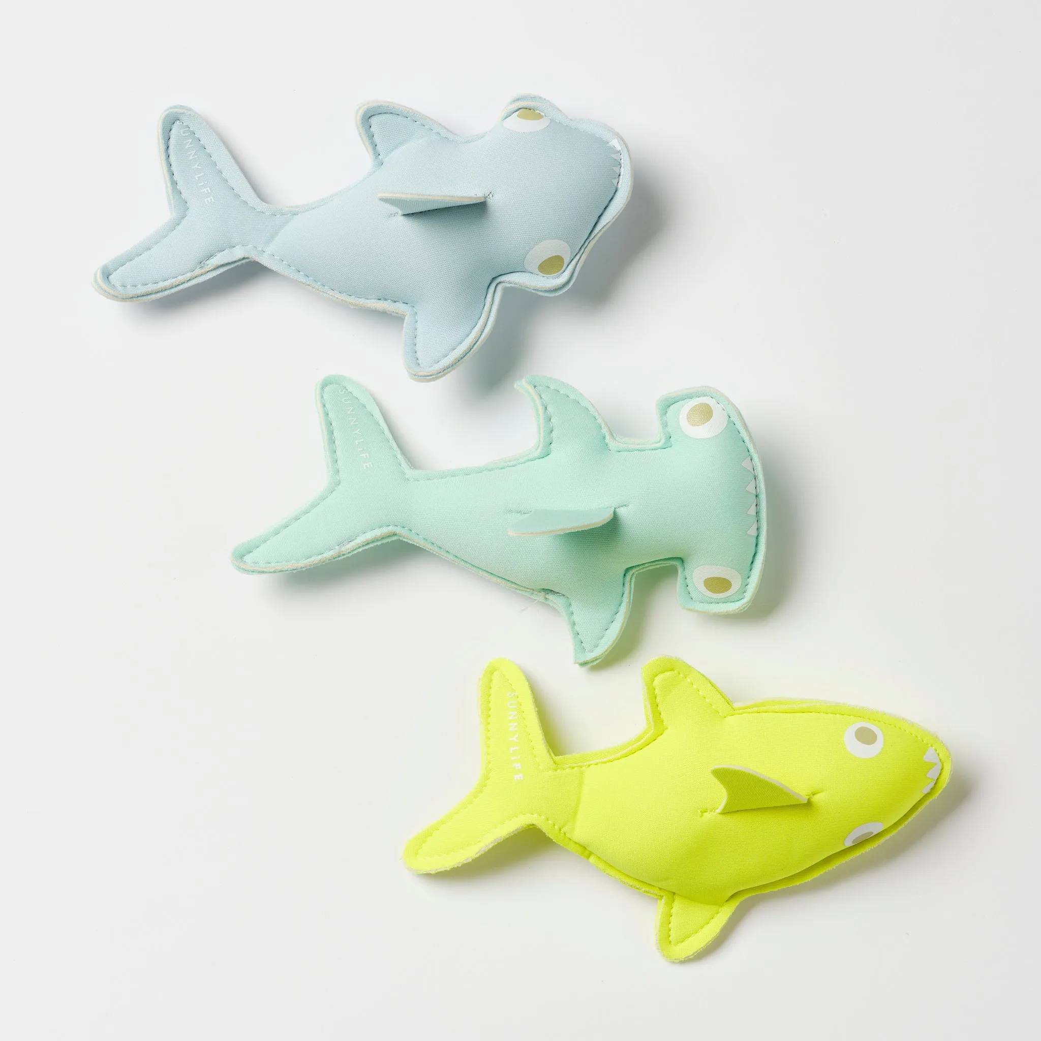 SUNNYLiFE Salty The Shark Dive Buddies Aqua Neon Yellow Set of 3