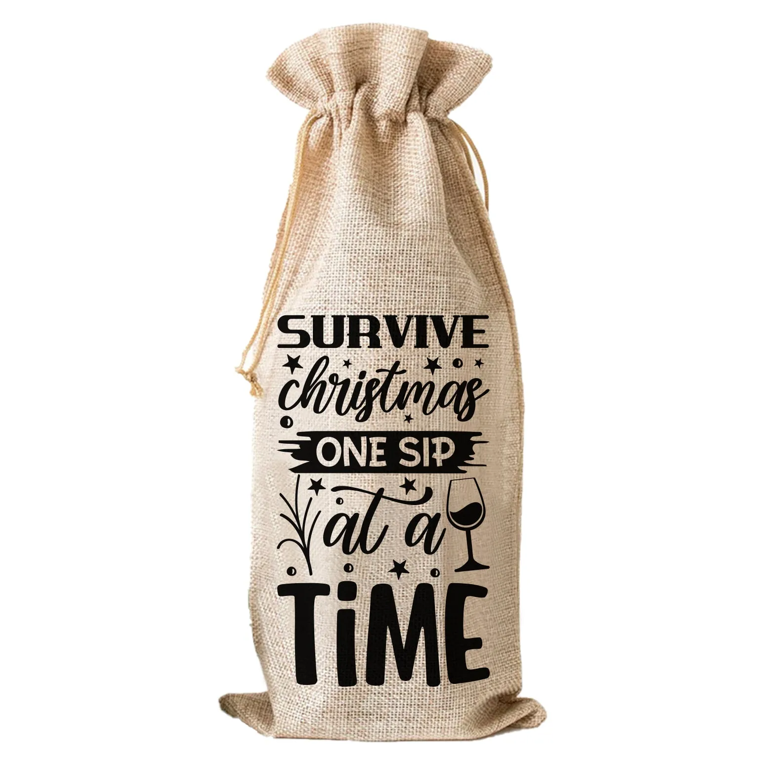 Survive Christmas One Sip At A Time - Wine Bag