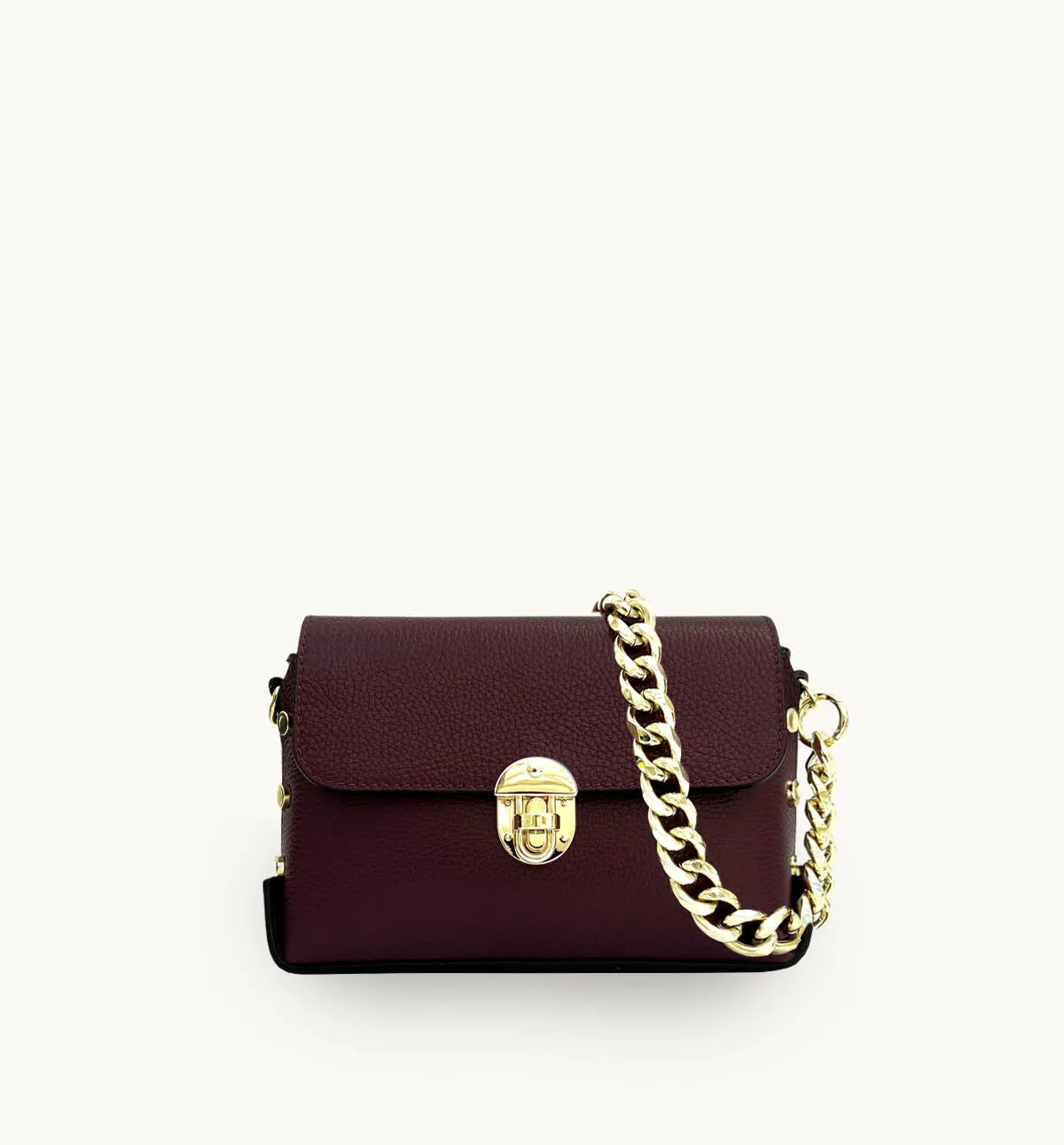 The Bloxsome Port Leather Crossbody Bag With Gold Chain Strap