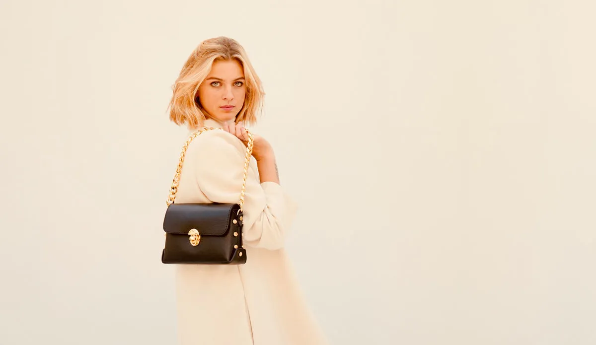 The Bloxsome Port Leather Crossbody Bag With Gold Chain Strap