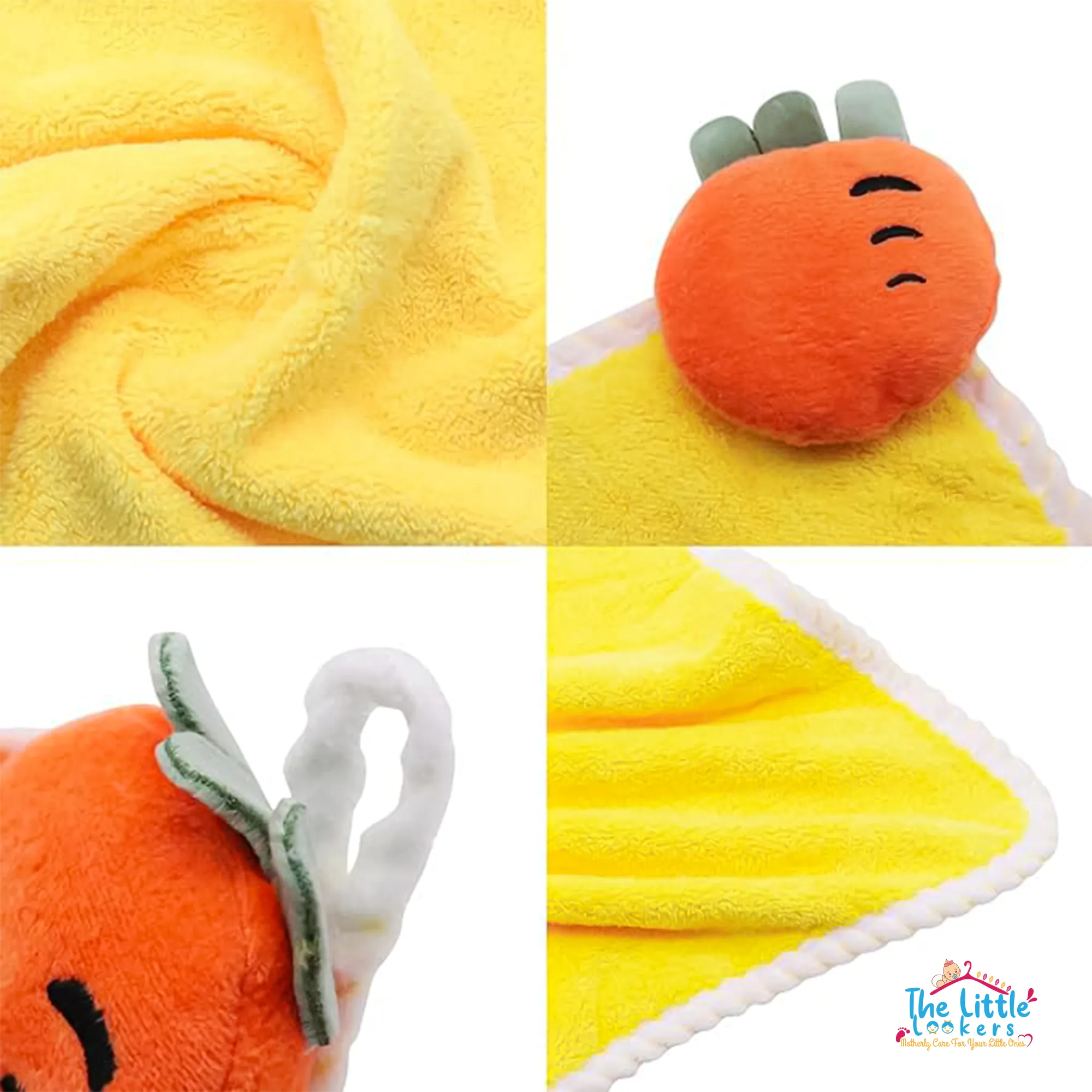 The Little Lookers Cute Microfiber Baby Washcloth for Newborns I Kids Hand Towel I Quick Dry I Super Absorbent, Super Soft Attached Soft Toy Washclothes for Infants, Babies, Toddlers (Pack of 4)