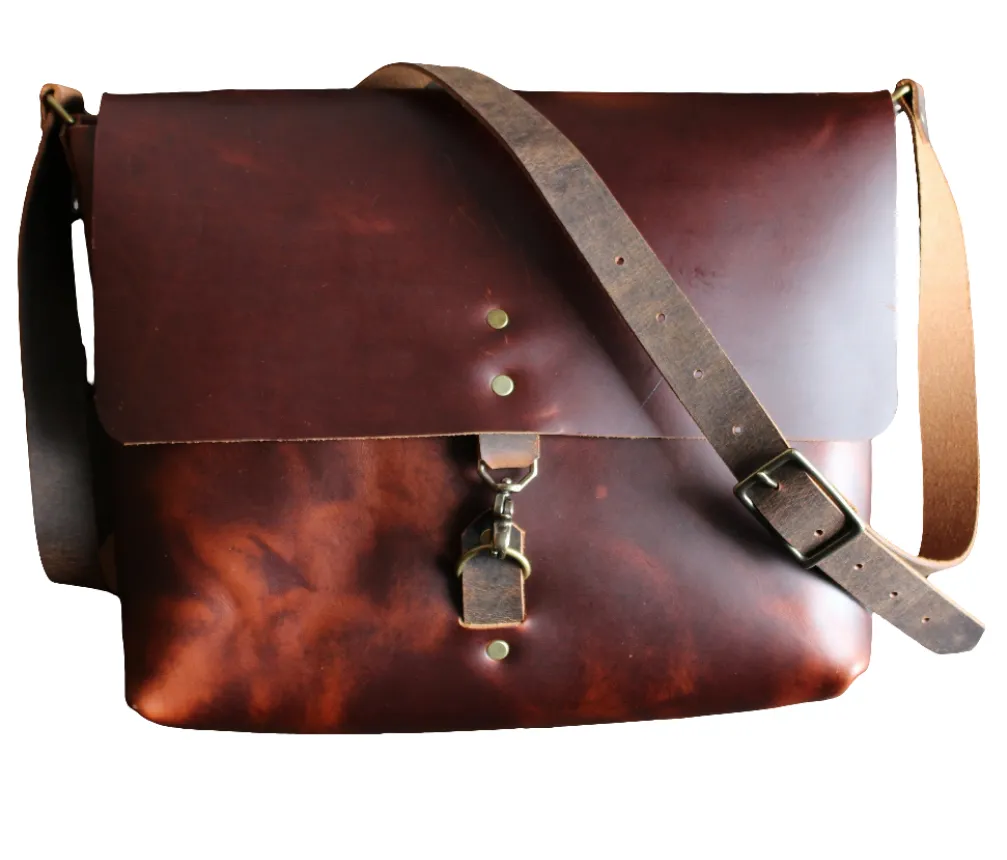 The Montana Leather Messenger Bag | Leather Laptop Bag | Leather Computer Bag | Made in USA | Large | Medium