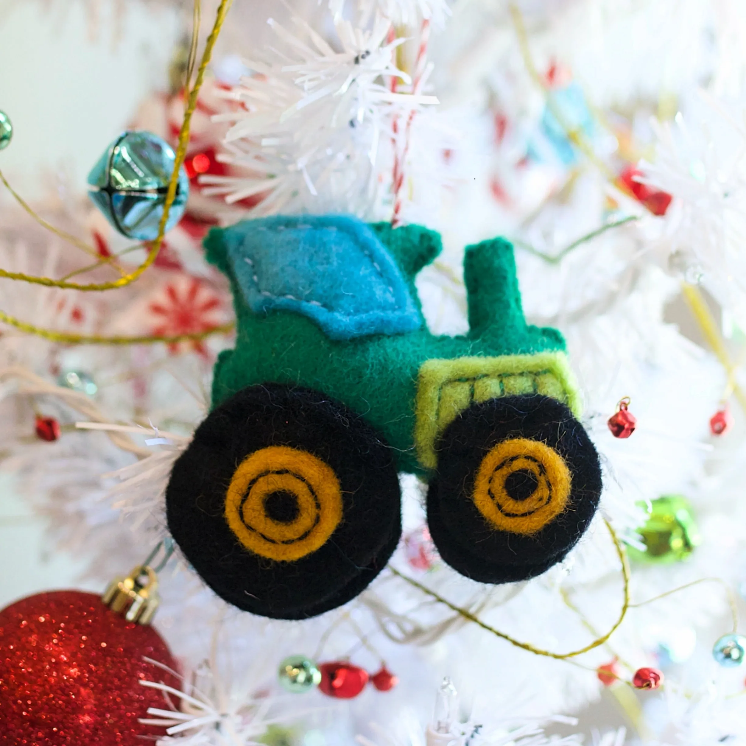 Tractor Ornament, Felt Wool