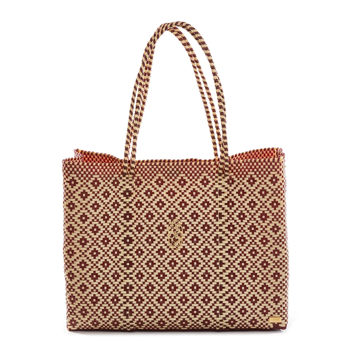 TRAVEL BURGUNDY BEIGE AZTEC TOTE WITH CLUTCH