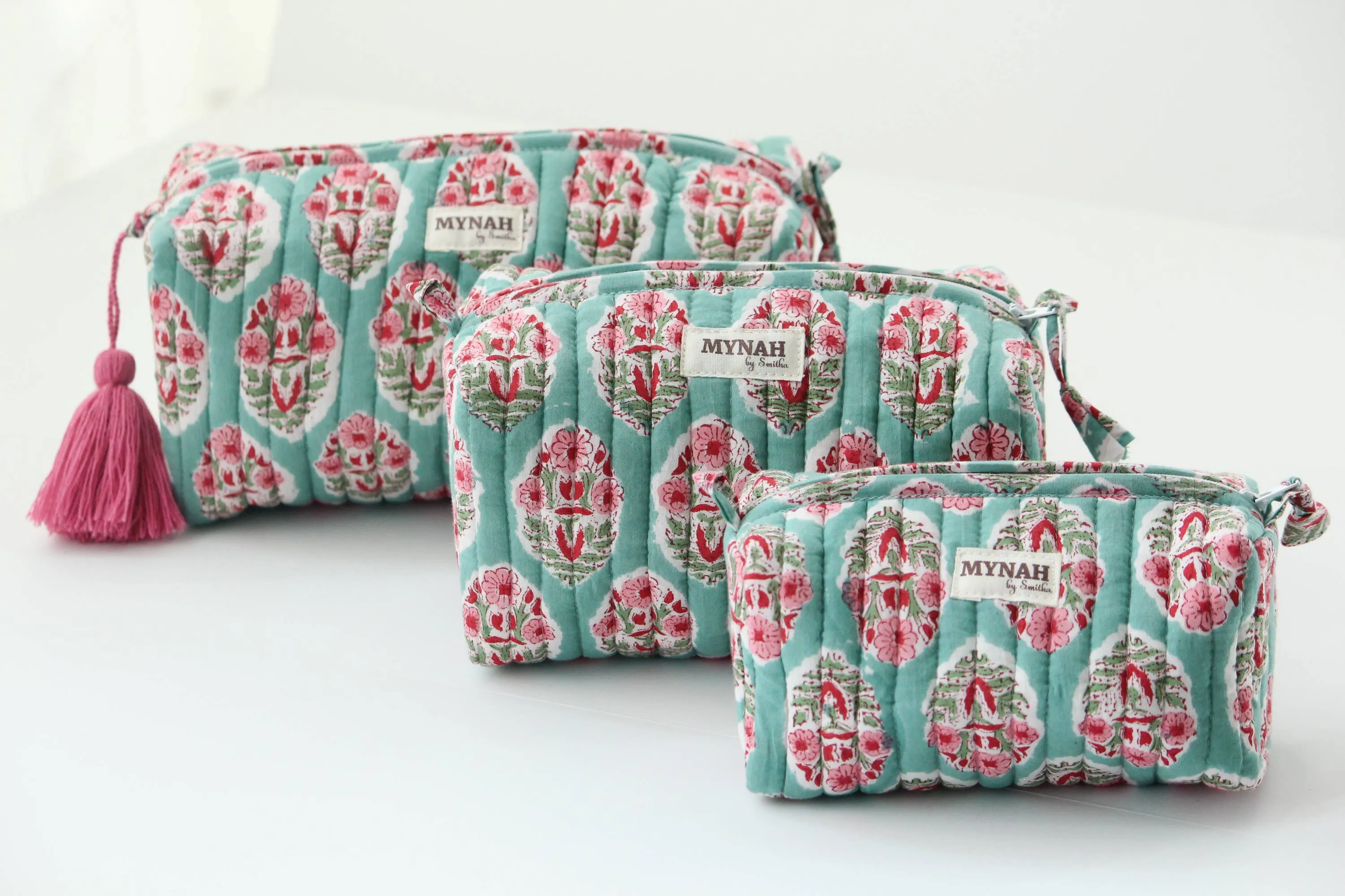 Turquoise floral organizer bag