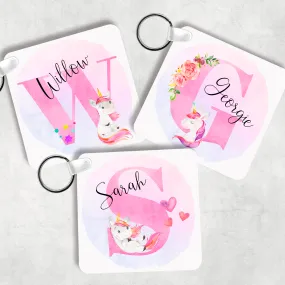 Unicorn Alphabet Personalised Keyring Bag Tag