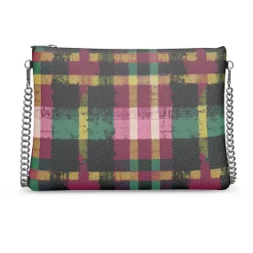 Vampire Art Grunge Scottish Tartan Crossbody Bag with Chain