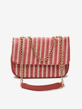 Westside Red & Beige Gold-Chained Sling Bag