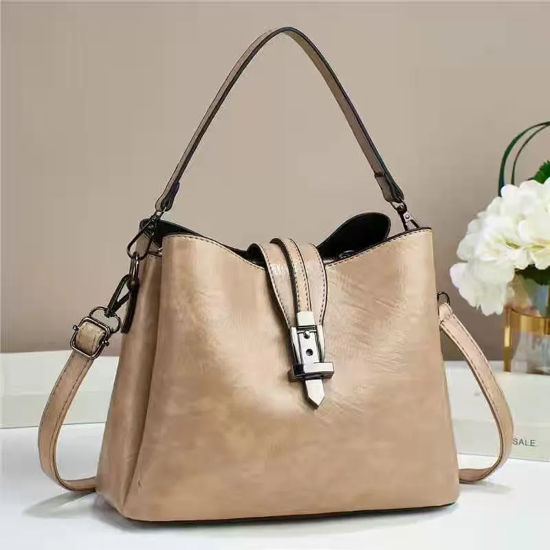 Women's cross-border new trendy retro-feel soft leather large-capacity handbag women's shoulder crossbody bag