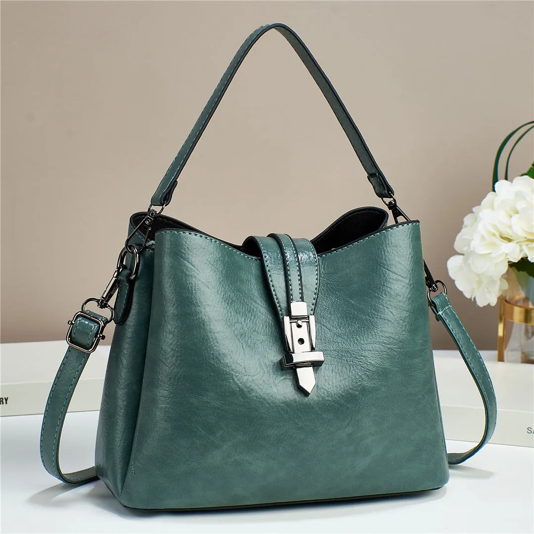 Women's cross-border new trendy retro-feel soft leather large-capacity handbag women's shoulder crossbody bag