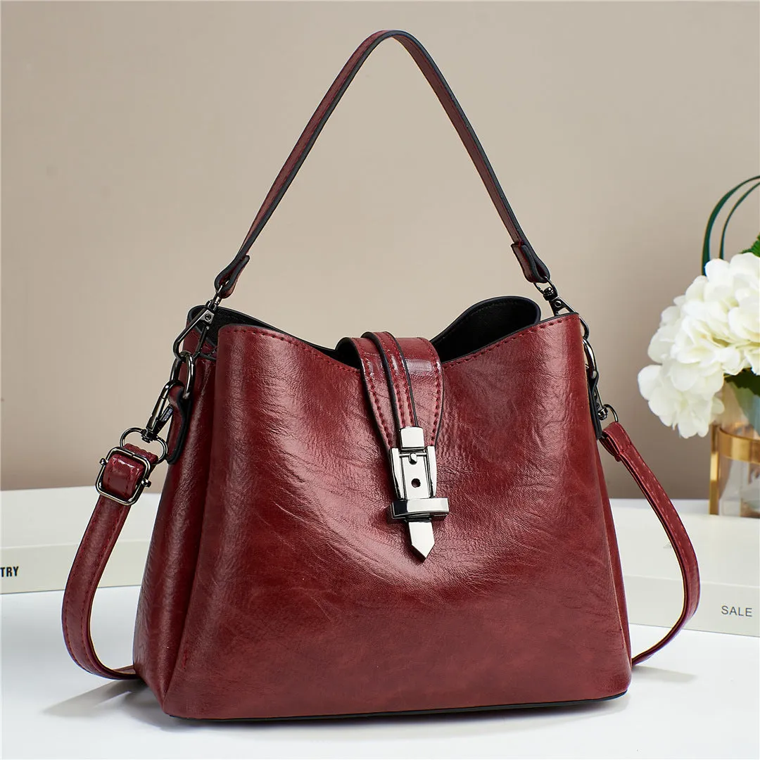 Women's cross-border new trendy retro-feel soft leather large-capacity handbag women's shoulder crossbody bag