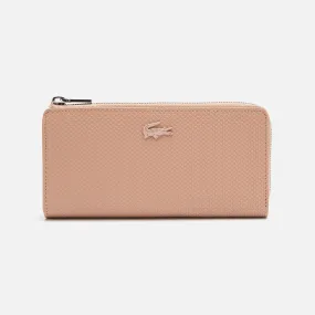 Women's Lacoste Amelia Large Zippered Embossed Leather Purse - Peach