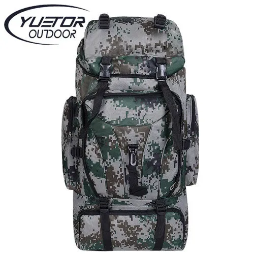 YUETOR 70L Men Camping Waterproof Travel Military Army Bags Outdoor Sport Molle Tactical Rucksacks Camouflage Hiking Backpacks