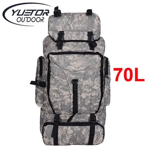 YUETOR 70L Men Camping Waterproof Travel Military Army Bags Outdoor Sport Molle Tactical Rucksacks Camouflage Hiking Backpacks